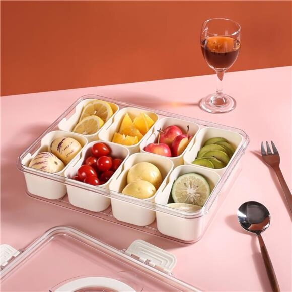 Divided Serving Tray with Lid and Handle - Snackle Box Charcuterie Container - Picture 6 of 7